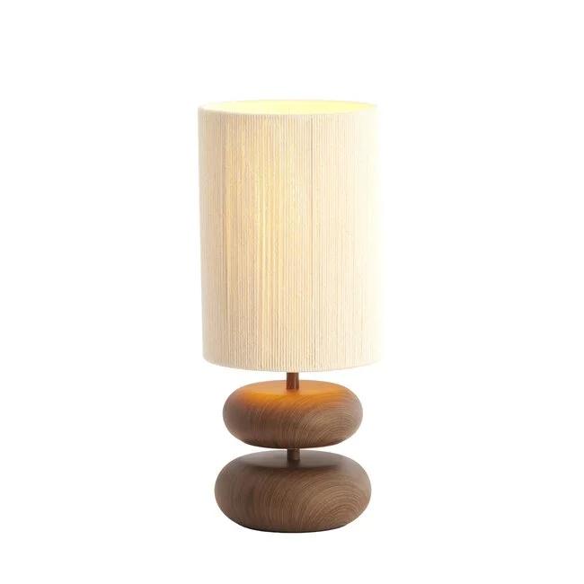 Light en Living Tafellamp Ø22x50,5 cm DANIALO hout print donkerbruin+touw crème