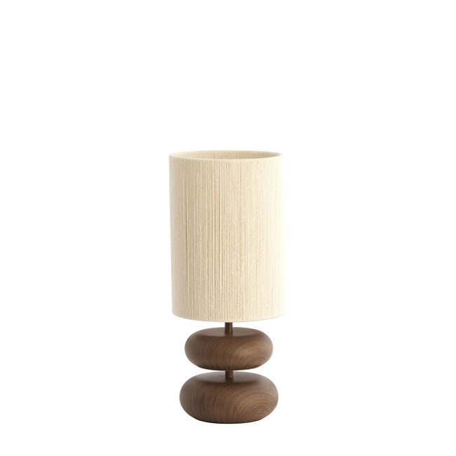 Light en Living Tafellamp Ø22x50,5 cm DANIALO hout print donkerbruin+touw crème