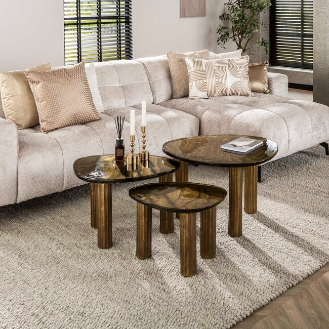 WoonStijl Salontafel S Eclipse goud antiek finish