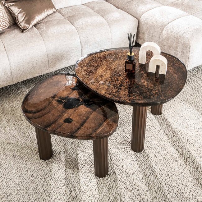 WoonStijl Salontafel L Eclipse koper antiek finish