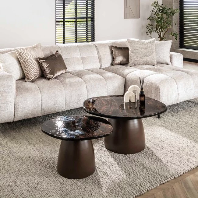 WoonStijl Salontafel set van 2 Eclipse brons antiek finish