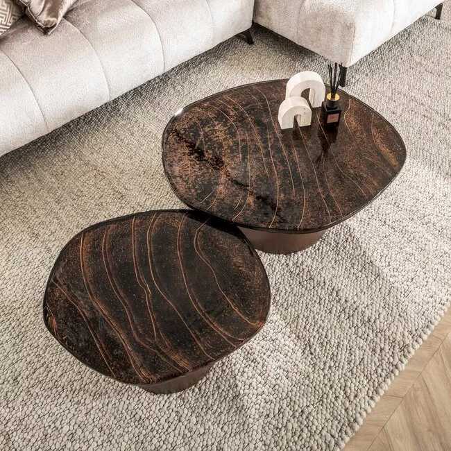 WoonStijl Salontafel set van 2 Eclipse brons antiek finish