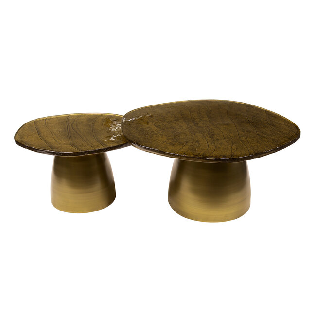 WoonStijl Salontafel set van 2 Eclipse goud antiek finish