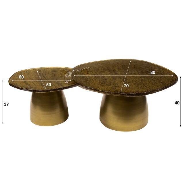WoonStijl Salontafel set van 2 Eclipse goud antiek finish