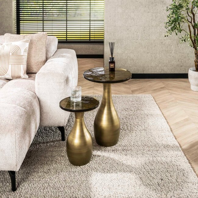 WoonStijl Bijzettafel S druppel Eclipse goud antiek finish