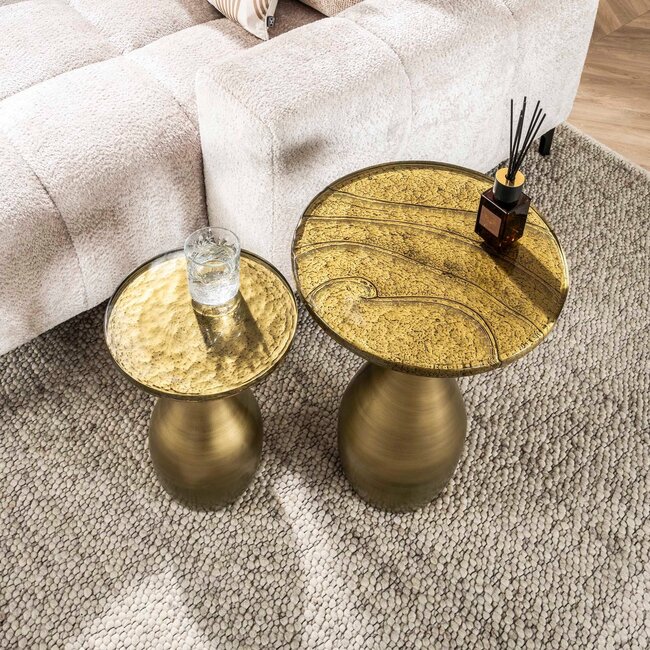 WoonStijl Bijzettafel S druppel Eclipse goud antiek finish
