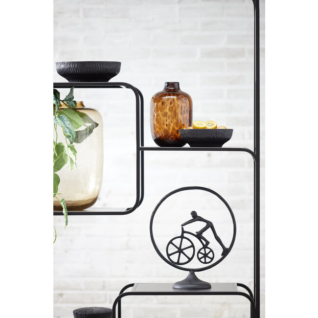 Light en Living Vaas DAKAR Glas Bruin-Zwart Ø16x25 cm - Light & Living
