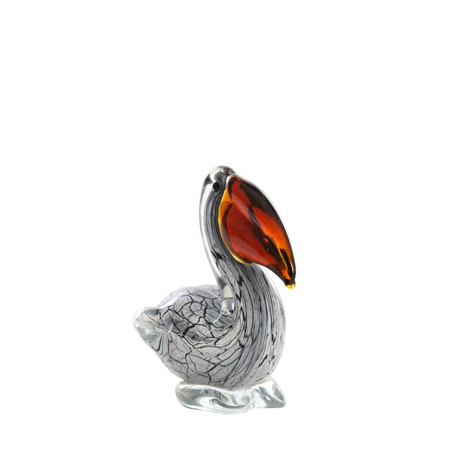 Light en Living Ornament 14,5x8x15,5 cm PELICAN glas wit+zwart marmer print