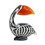 Light en Living Ornament 13x7x16,5 cm PELICAN glas zwart-wit+bruin gestreept