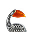 Light en Living Ornament 13x7x16,5 cm PELICAN glas zwart-wit+bruin gestreept