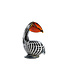 Light en Living Ornament 13x7x16,5 cm PELICAN glas zwart-wit+bruin gestreept