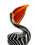 Light en Living Ornament 13x7x19 cm PELICAN glas zwart-wit+bruin gestreept