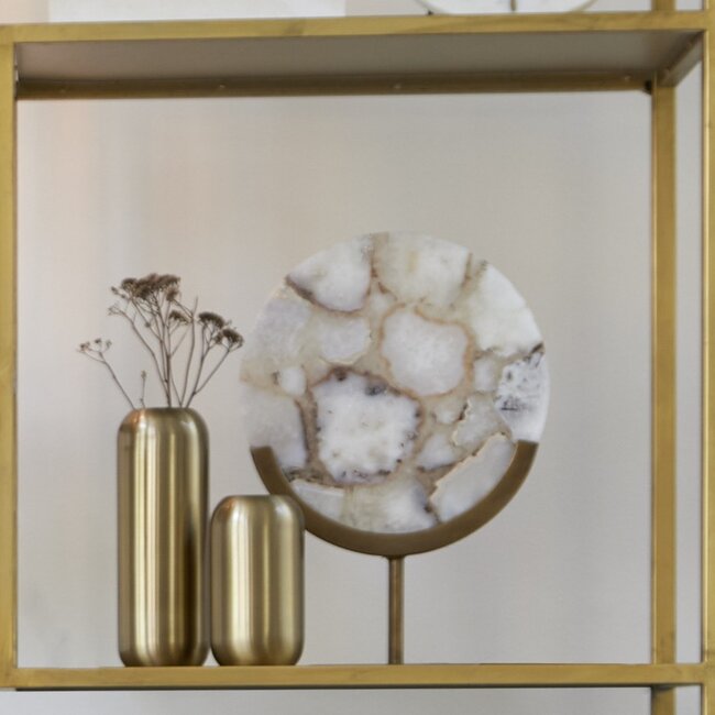 Light en Living Ornament op voet GOUYA 35x12x50 cm - Wit Agaat en Antiek Brons