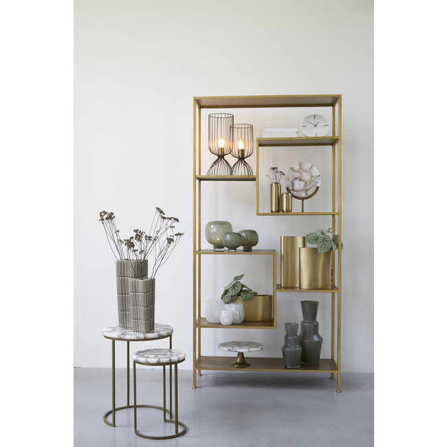 Light en Living Ornament op voet GOUYA 35x12x50 cm - Wit Agaat en Antiek Brons