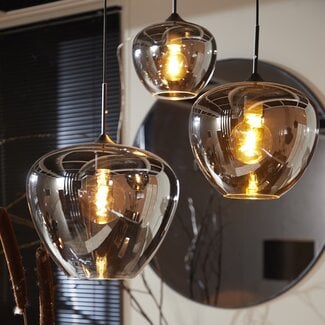 Light en Living Hanglamp MAYSON mat zwart met smoke glas