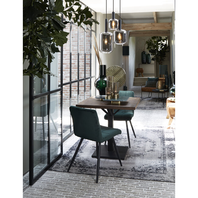 Light en Living Hanglamp LEKAR zwart met smoke glas - Ø22x52 cm