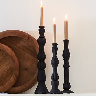 Light en Living Kandelaar TAVOLA hout mat zwart