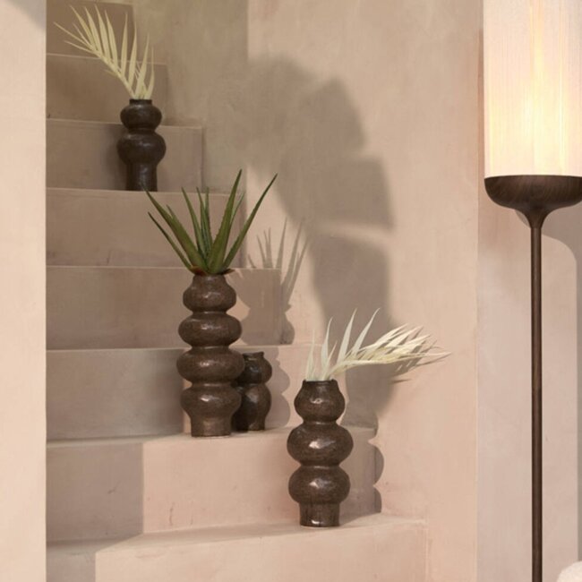 Light en Living Vaas deco Ø13x26 cm ROGANO keramiek donker bruin