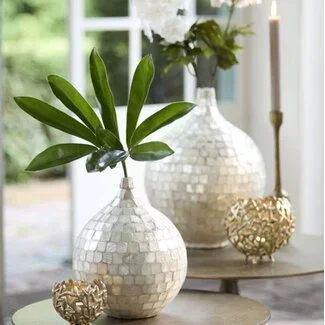 Light en Living Vaas deco Ø22x25 cm ELORZA bamboe crème