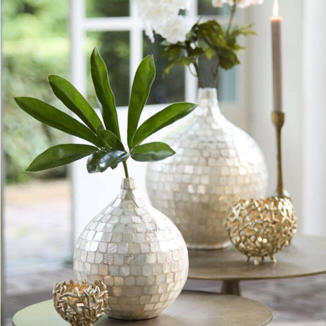 Light en Living Vaas deco Ø22x25 cm ELORZA bamboe crème