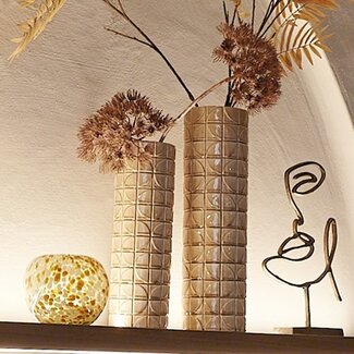 Light en Living Vaas / windlicht Ø17x15 cm LOUKA glas geel