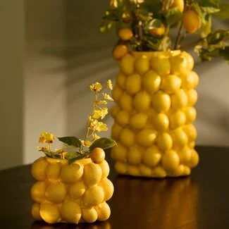 Light en Living Vaas deco LEMON geel - 14 cm hoog