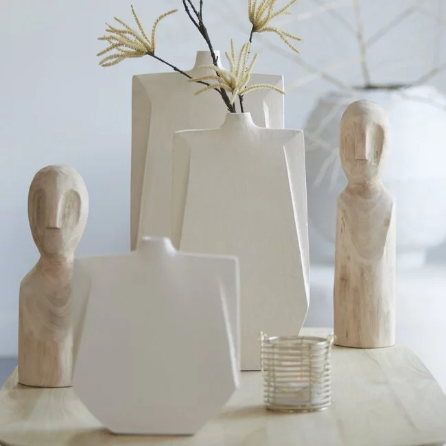 Light en Living Vaas deco 21x7,5x41 cm MAKAHA crème