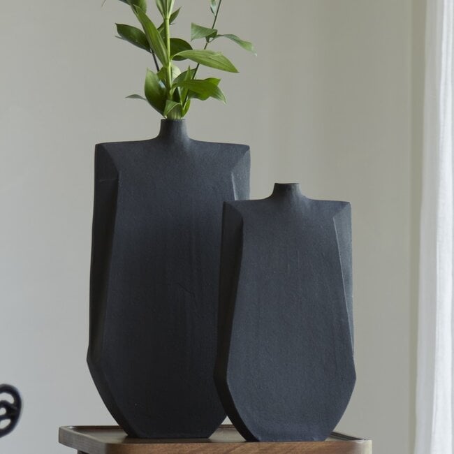 Light en Living Vaas deco 21x7,5x41 cm MAKAHA mat zwart