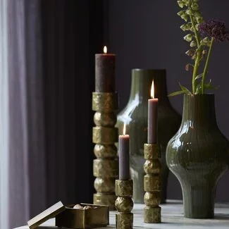 Light en Living Vaas deco Ø27x49 cm SINDO glanzend donker olijf groen+zwart