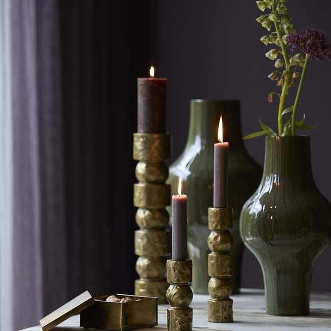 Light en Living Vaas deco Ø27x49 cm SINDO glanzend donker olijf groen+zwart