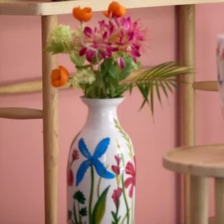 Light en Living Vaas deco Ø15x36 cm EKIMULI  wit+bloemen