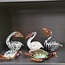 Light en Living Ornament 13x7x16,5 cm PELICAN glas zwart-wit+bruin gestreept