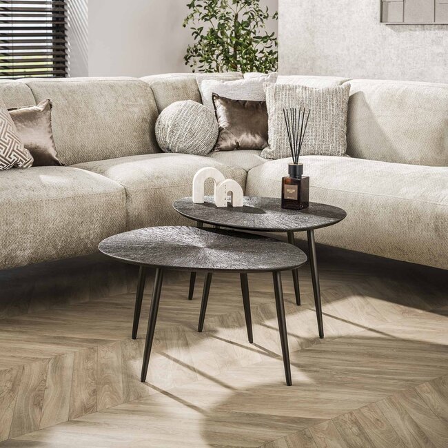 WoonStijl Salontafel set van 2 organisch Brown Ray Metal