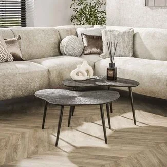 WoonStijl Salontafel set van 2 leaf Brown Ray Metal