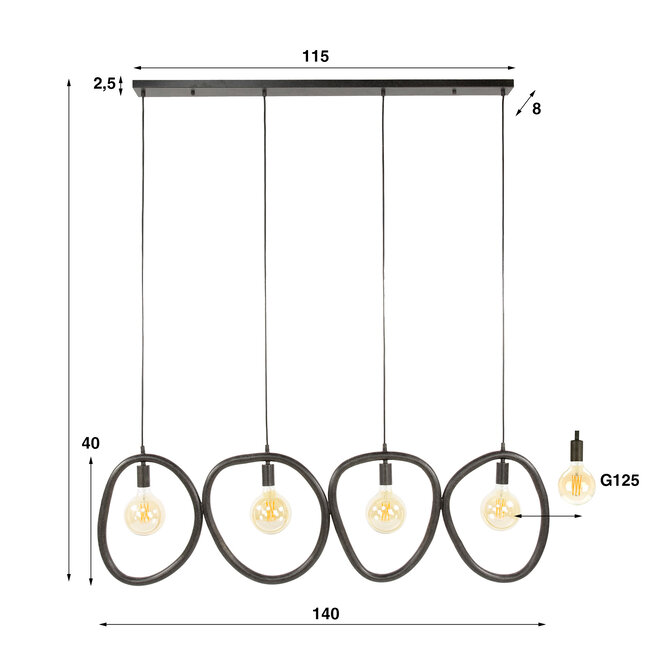 WoonStijl Hanglamp 4L Pebble