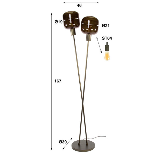 WoonStijl Vloerlamp 2L Bronza