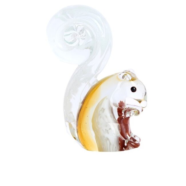 Light en Living Ornament 9,5x4,5x13 cm Eekhoorn glas bruin+creme