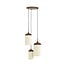 Light en Living Hanglamp 3L Ø35x32 cm DANIALO houtprint donkerbruin met  touw creme