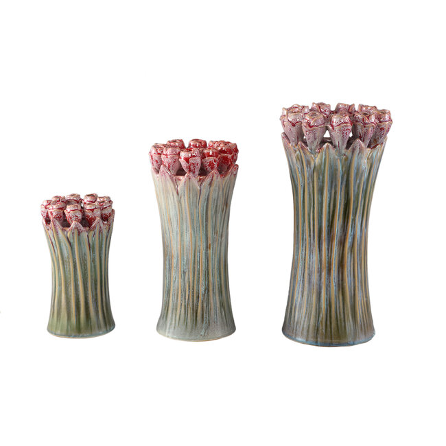 PTMD Vaas Tulips Mint Green ceramic tulip shaped S
