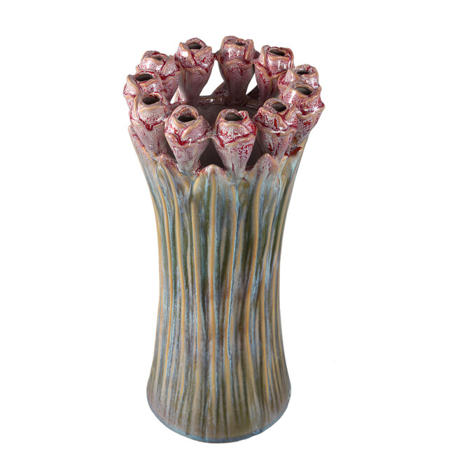 PTMD Vaas Tulips Mint Green ceramic tulip shaped L