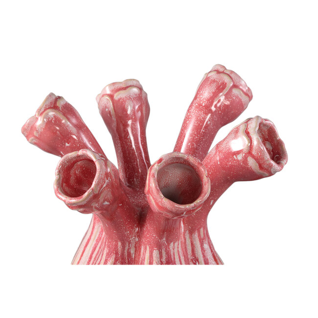 PTMD Vaas Annmarie Light Pink ceramic flower shape tubes L