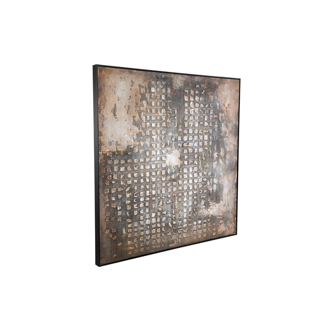 PTMD Schilderij Pathe Brown canvas rough pattern vierkant
