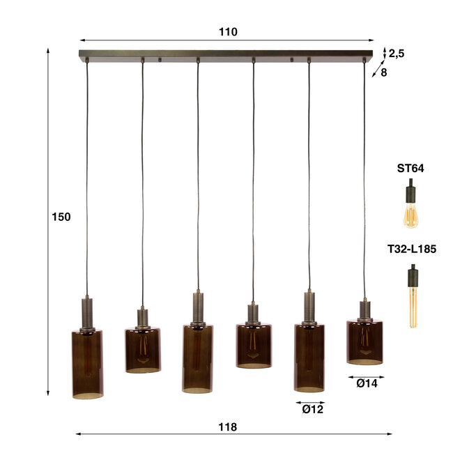 WoonStijl Hanglamp 6L Sepiora