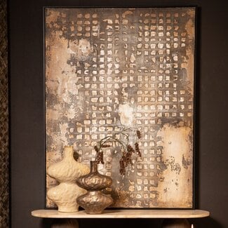 PTMD Schilderij Pathe Brown canvas rough pattern rechthoek