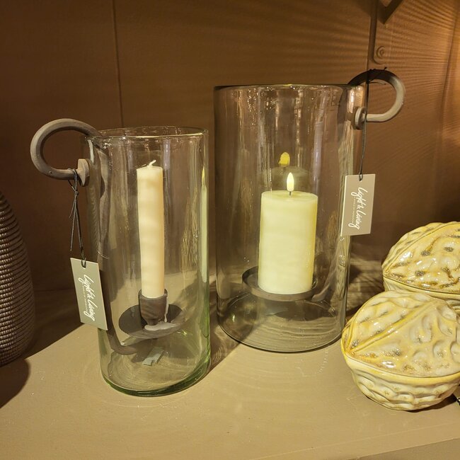 Light en Living Windlicht 17X13X28,5 cm DOLEGA glas helder+donkerbruin