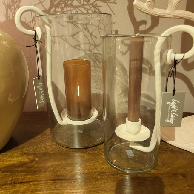 Light en Living Windlicht 23X18X33 cm DOLEGA glas helder+creme