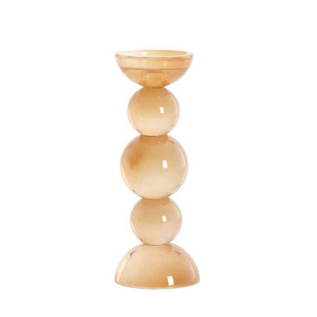 Light en Living Light & Living Kaarsenhouder ITINGA - Glas - Melk Amber - Ø10x26,5 cm