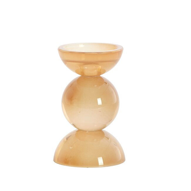 Light en Living Light & Living Kaarsenhouder ITINGA - Glas - Melk Amber - Ø9,5x15,5 cm