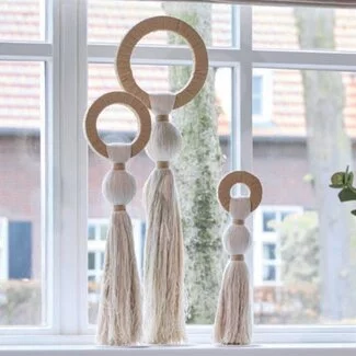 Light en Living Ornament Ø14X62 cm Yaviza creme+Raffia Natural