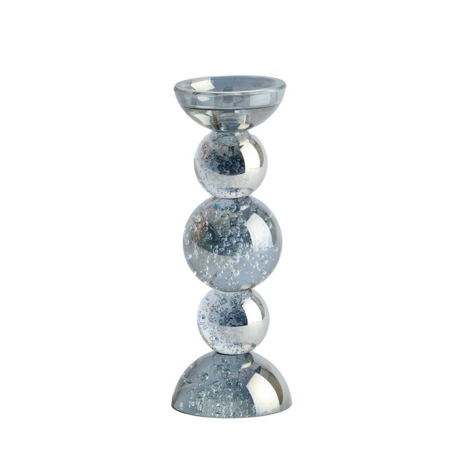 Light en Living Kaarsenhouder ITINGA glas bubbel smoke Ø10x26,5 cm van Light & Living